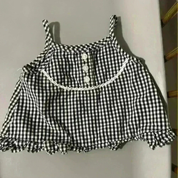Vintage old navy baby girl gingham tank top checkers black and white no flaws - Picture 1 of 3